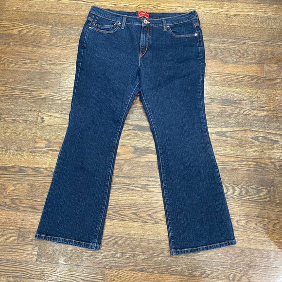 Levi’s 515 Boot Cut Jeans Size 16S Dark Wash Denim Leather 2 Horse Patch - Picture 5 of 10